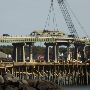 Old bridge during deconstruction, photo by Harry Fish