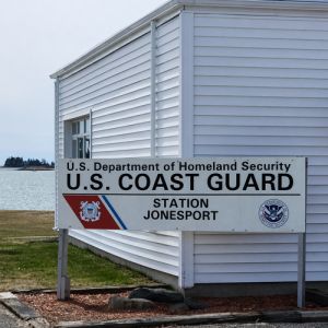 Sign at the U.S. Coast Guard Station Jonesport, photo by Carrie Peabody